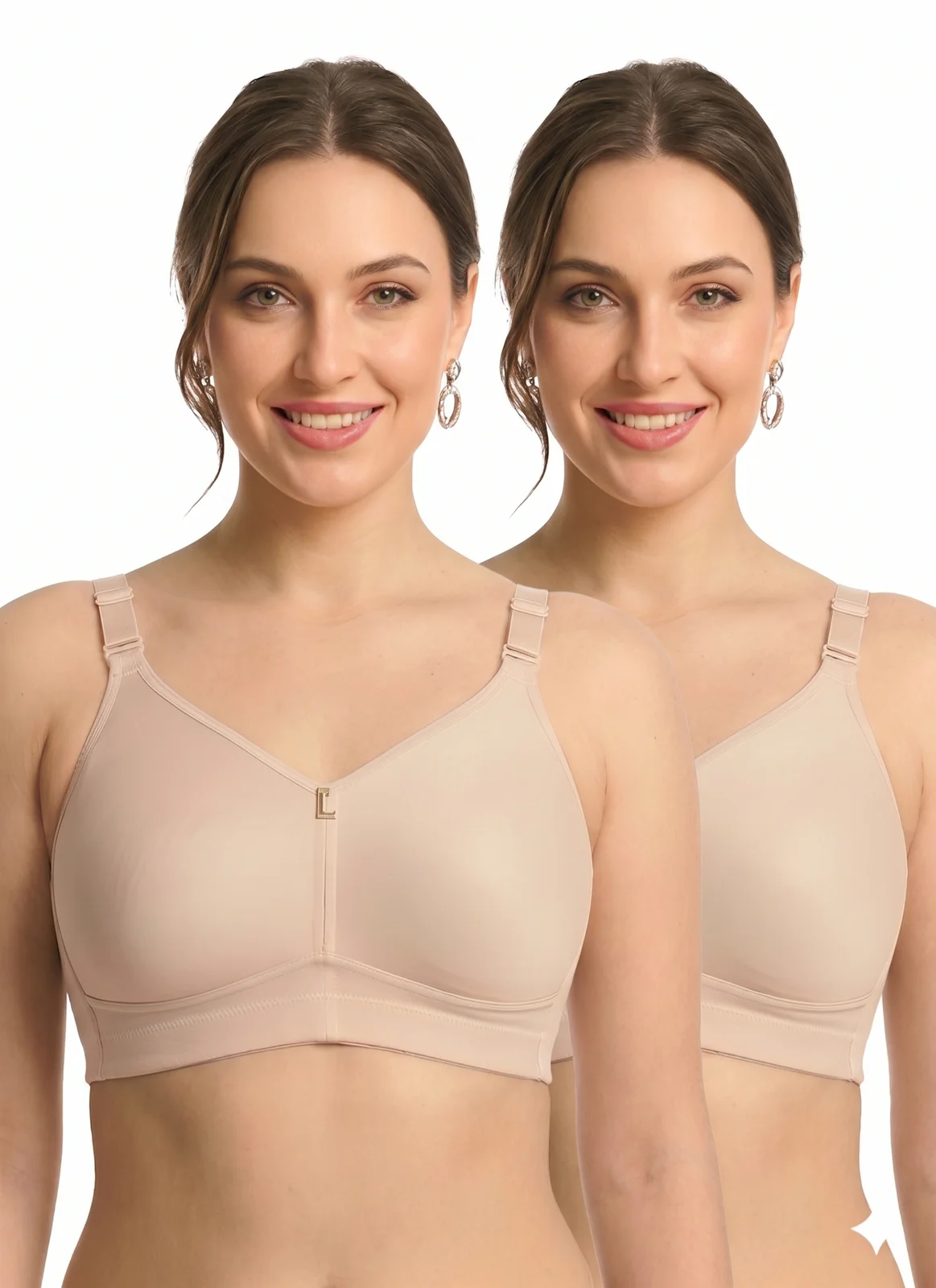 LICOLA Women's Non Padded Non Wired Full Coverage Cotton Bra Combo Pack of 2 | Everyday Cotton Bra for Women | Seamless Design | Double Layer...